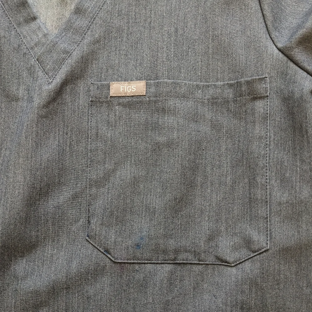 FIGS Scrub Set Heather Denim Catarina Top Yola Skinny Pants M Petite Stretch - Picture 10 of 15